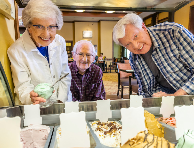 friends looking at ice cream flavors